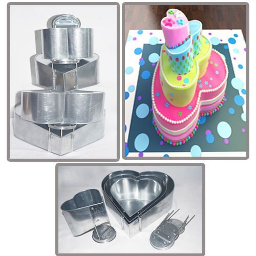Euro Tins multi layer cake pans Mini Topsy Turvy Heart 4 tier wedding