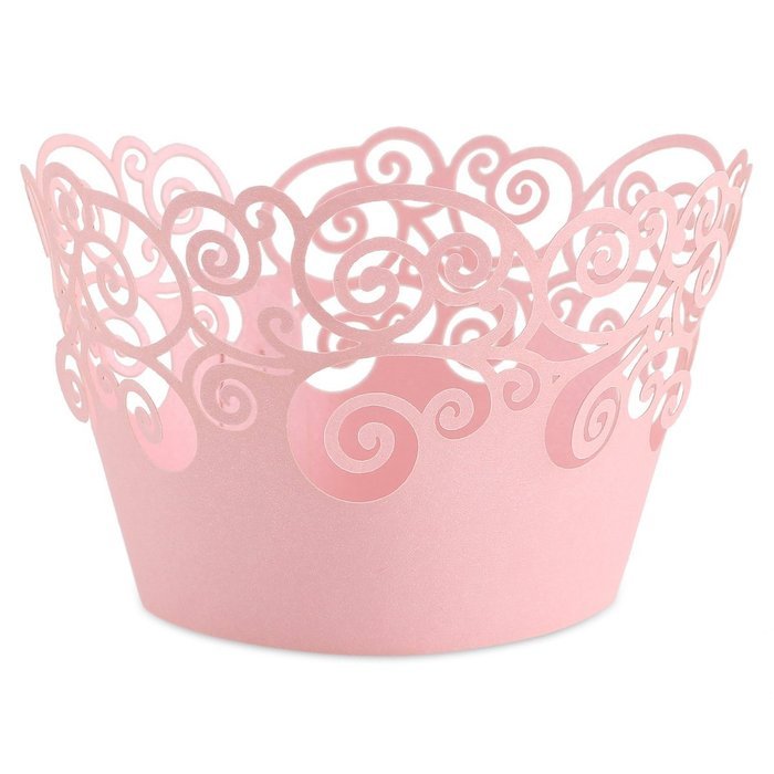 24pcs Vine Filigree Fence Cupcake Wrappers Wrap Cases 4 Wedding Birthday Christmas Xmas Party Pink N4