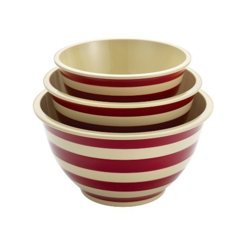 Paula Deen Signature Pantryware 3-piece Red Stripe Striped Mixing Bowl Set