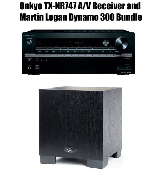 Onkyo TX-NR747 A/V Receiver AND Martin Logan Motion Dynamo 300 Subwoofer Bundle N2