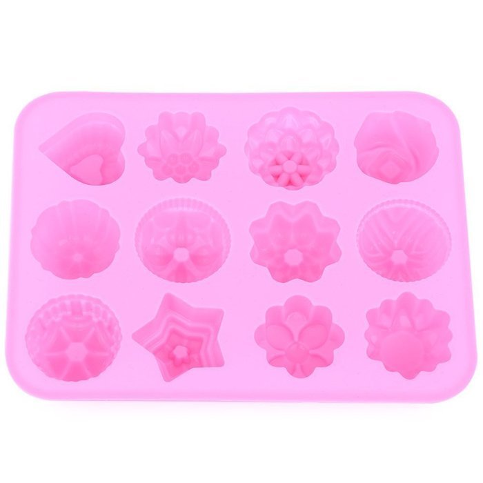 YUFENG Kitchen Muffin Cake Bakeware 12 Flowers Silicone Rubber Baking Mold