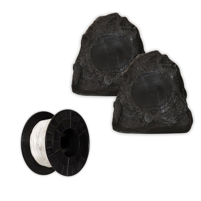 Acoustic Audio G4RS Granite Rock Speaker Pair and Wire Weatherproof Speakers