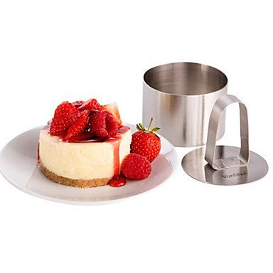 Sher 3''Mousse Tool Set of Round Mousse Ring with Push Handle Cheese Cake Mold Stainless Steel N4
