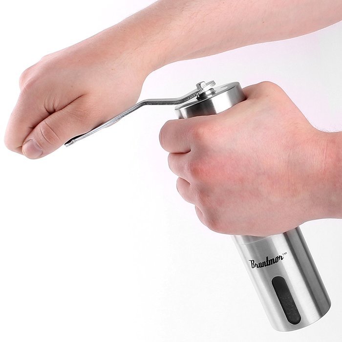 Bruntmor, Portable Slim Ceramic Burr Manual Coffee Grinder, 18/10 Stainless Steel N2
