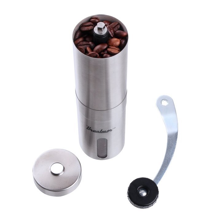 Bruntmor, Portable Slim Ceramic Burr Manual Coffee Grinder, 18/10 Stainless Steel N3