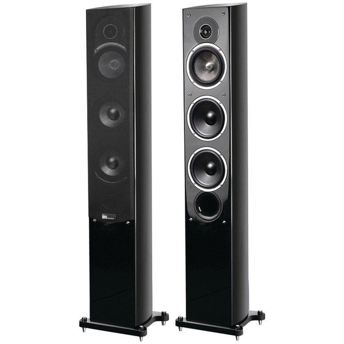 5.25'' Noble II Gloss Black Slim Tower Speakers - PURE ACOUSTICS