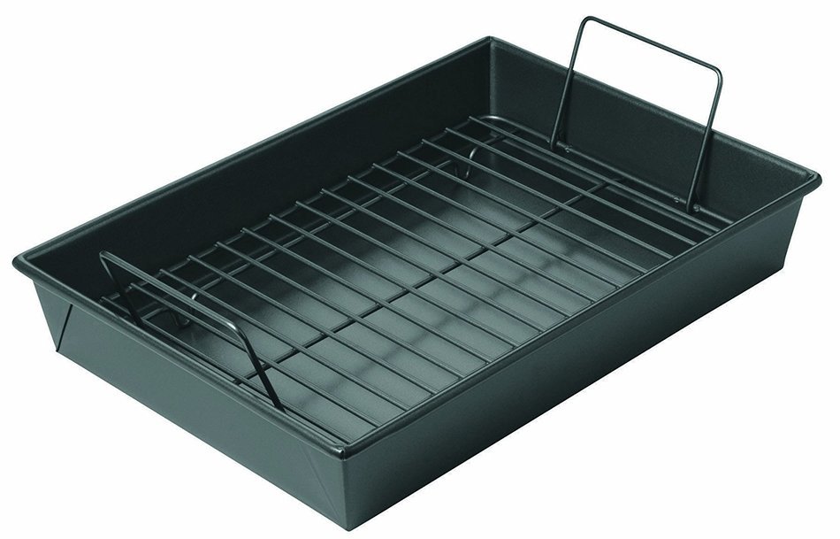 Chicago Metallic Non-Stick Roast Pan with Non-Stick Rack, 13 x 9 x 2.2 inches
