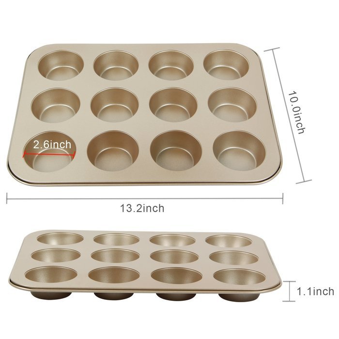 Yilove Non Stick 12 Cup Muffin Cupcake Pan (Black) N13