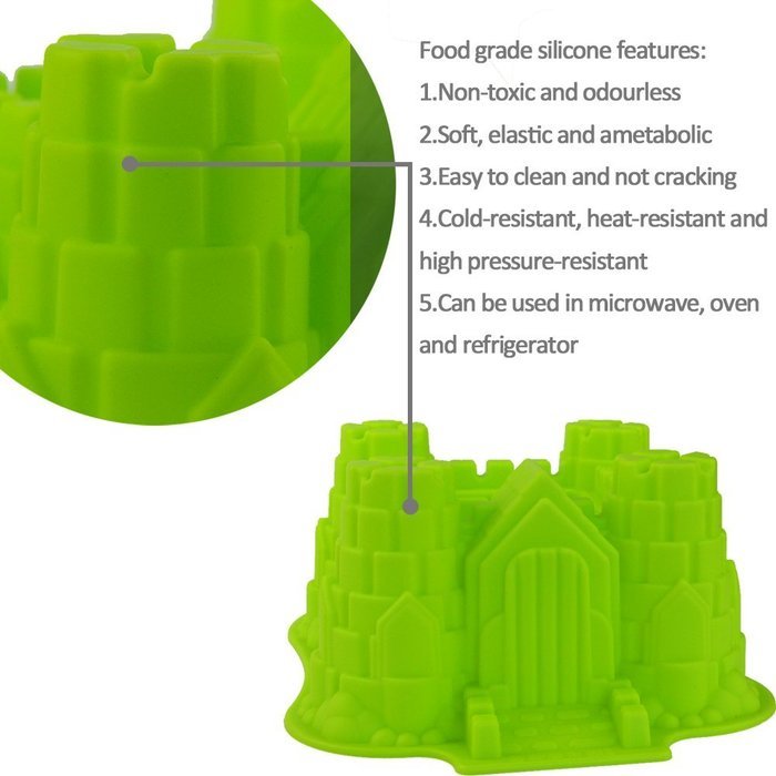 ANPHSIN Creative DIY Silicone Cake Mold-Single Cavity Castle Shape Bakeware Collection Cake Pan-Green N16