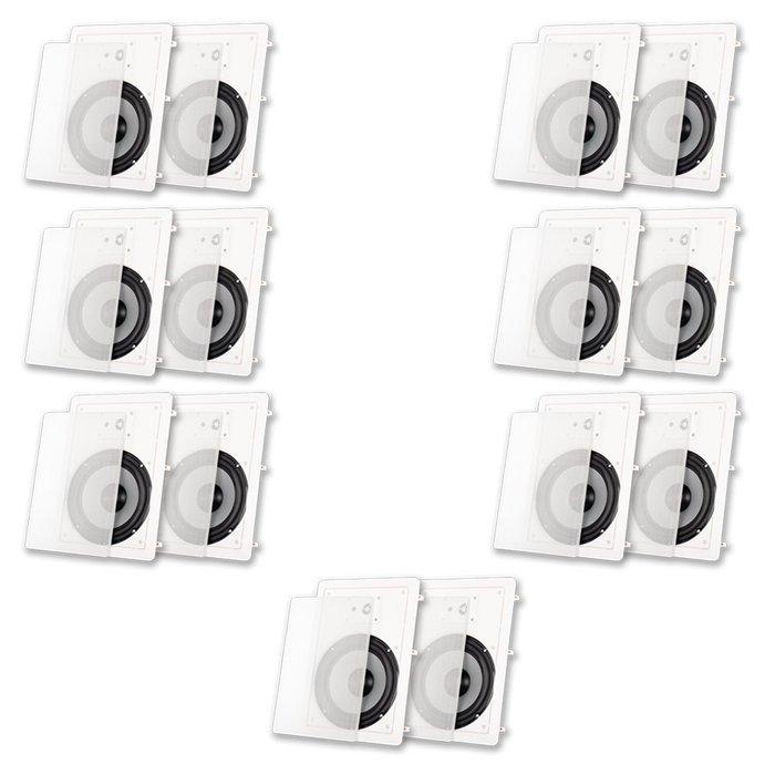 Acoustic Audio CS-IW830 In Wall 8" Speaker 3 Way Home Theater 7 Pair Pack 4900 Watt CS-IW830-7PR