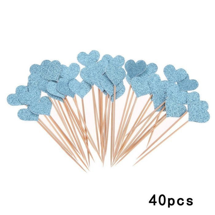 Whitelotous 40pcs Love Heart Cupcake Toppers Dessert Muffin Cupcake Toppers for Picnic Wedding Baby Shower Birthday... N10