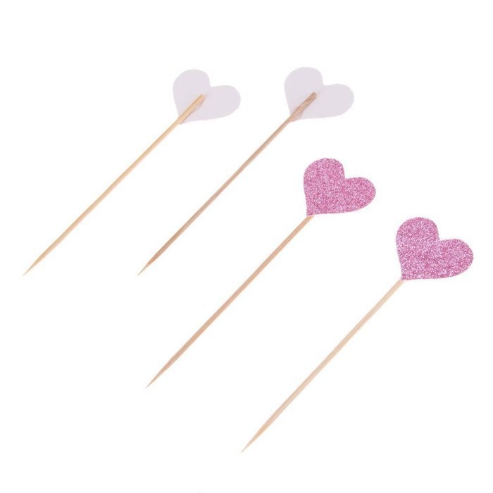 Whitelotous 40pcs Love Heart Cupcake Toppers Dessert Muffin Cupcake Toppers for Picnic Wedding Baby Shower Birthday... N12