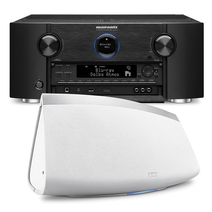 Marantz SR7011 9.2 Channel Full 4K Ultra HD AV Surround Receiver with Bluetooth and Wi-Fi with Denon HEOS 7 Five-Driver... N8