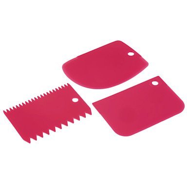 Sher (Random color)1set New 3x Plastic Dough Fondant Scraper Cake Decorating Plain Smooth Jagged Clear bowls Tool N3