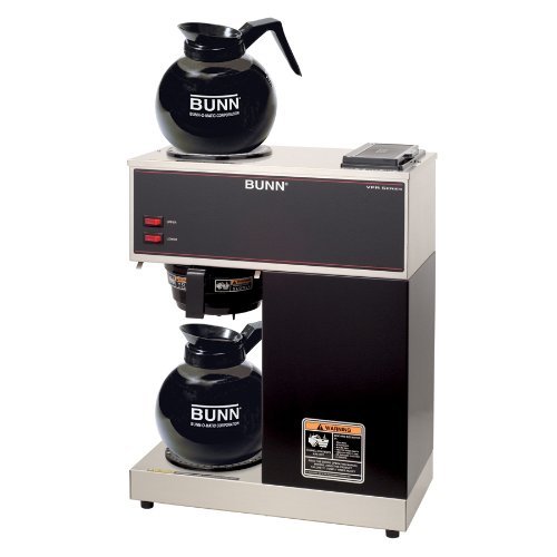 BUNN 33200.0015 VPR-2GD 12-Cup Pourover Commercial Coffee Brewer with Upper and Lower Warmers and Two Glass Decanters...