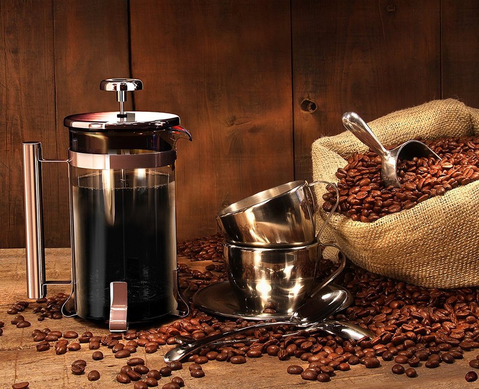 8 Cup French Press Coffee and Tea Maker- Borosilicate Glass Carafe- Stainless Steel Components- FDA Approved Manual... N8