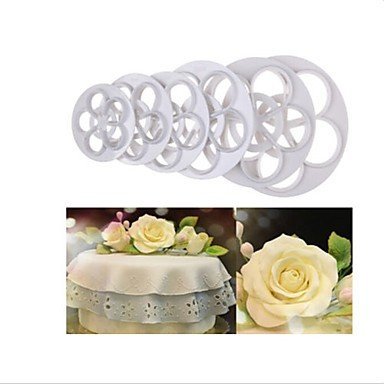 Sher 6 Pcs Rose Flower Shape Fondant Cake Paste Sugarcraft Decorating Cutter Tools