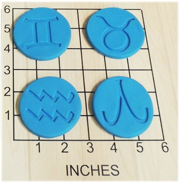 12 Zodiac Astrology Symbols Shape Cookie Cutter and Stamp Set #1167 N3