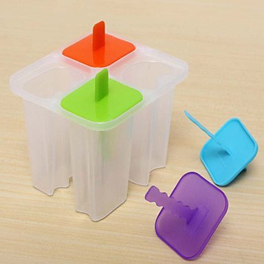 Sher DIY Ice Cream Frozen 4Pcs Popsicle Maker Mold Icepop Block Icy Pole Lolly Set N4