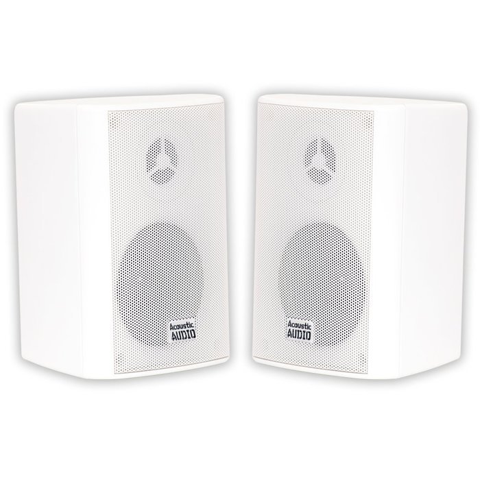 Acoustic Audio AA351W Indoor/Outdoor Speakers, White, Set of 2