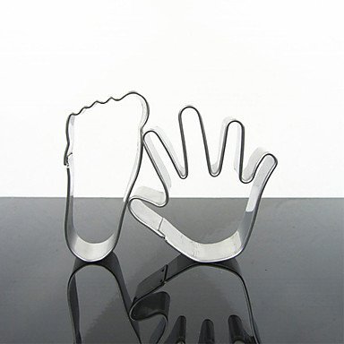 Y&XL&H Palm and Foot Shape Cookie Cutter Set,2-piece Large Size, Stainless Steel