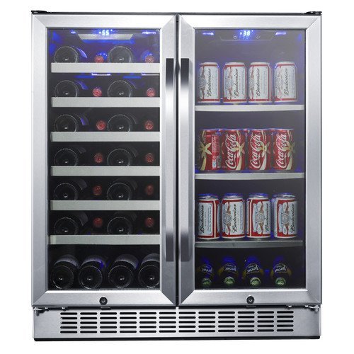 EdgeStar 30-Inch Built-In Wine and Beverage Cooler with French Doors N2
