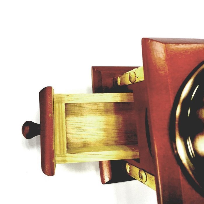 XHHOME Retro Style Manual Hand-crank Coffee Grinder Golden Tone, Ceramic Burr Core Wood Case 4.7"x4.7"x6.7" N2