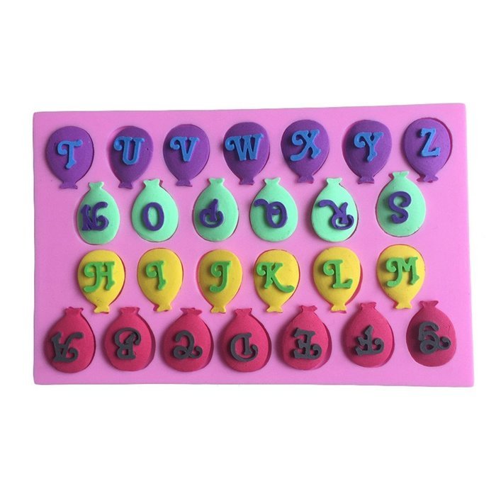 FLY 2PCS/Set Balloon Shape Fondant Silicone Cake Mold,Pink N6