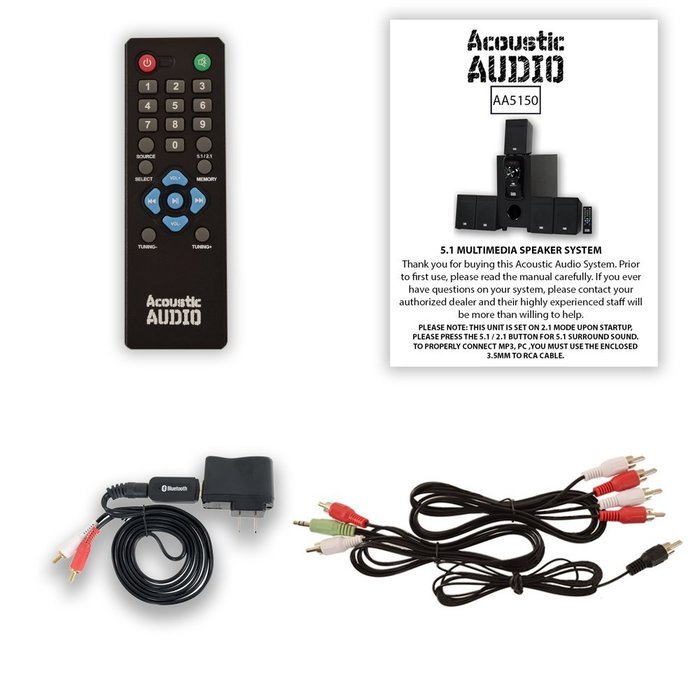 Acoustic Audio AA5150 Home Theater 5.1 Speaker System with FM Tuner and Bluetooth Multimedia N2