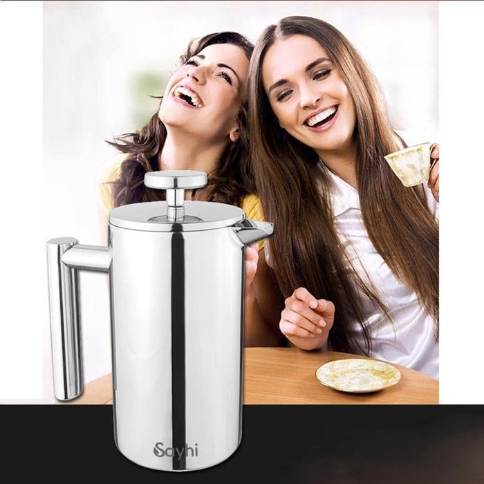 Coffee Press, Balakie 34oz 8 Cup 1 Liter Coffee Maker with Non Drip Spout & Double Filter - Stainless Steel Cafetiere... N5