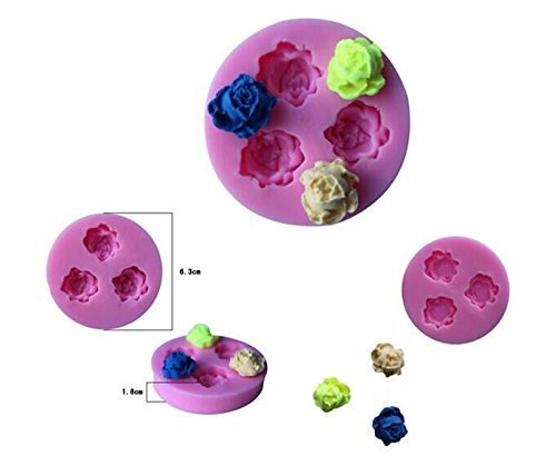 Drhob 1pc Round DIY mini 3 Holes Roses Flower Silicone Mold Fondant Molds Sugar Craft Tools Resin Flowers Mould...