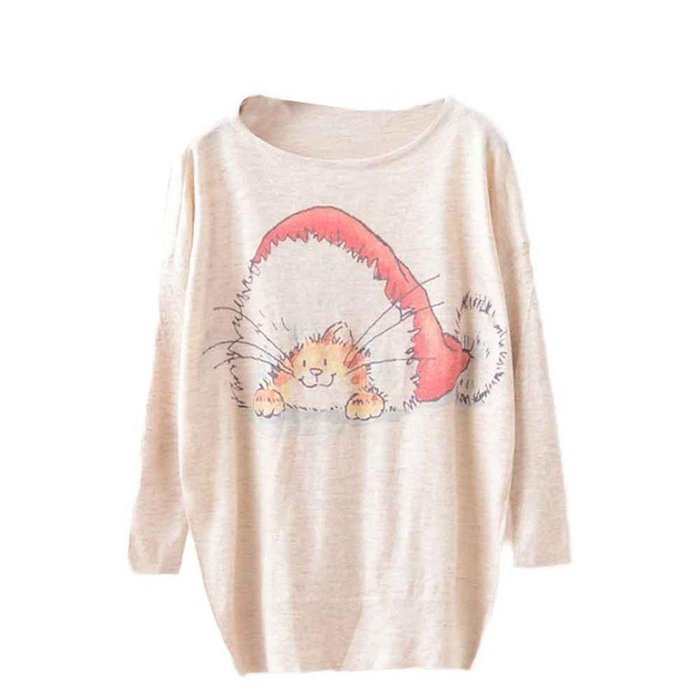 Knit Sweater,Morecome Womens Christmas Batwing Long Sleeve Loose Knitwear Tops (D) N8