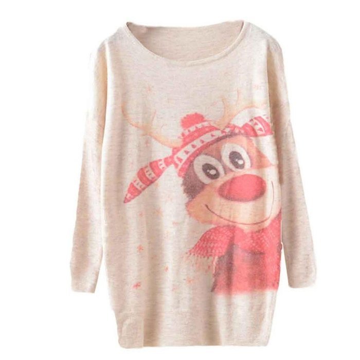 Knit Sweater,Morecome Womens Christmas Batwing Long Sleeve Loose Knitwear Tops (D) N10