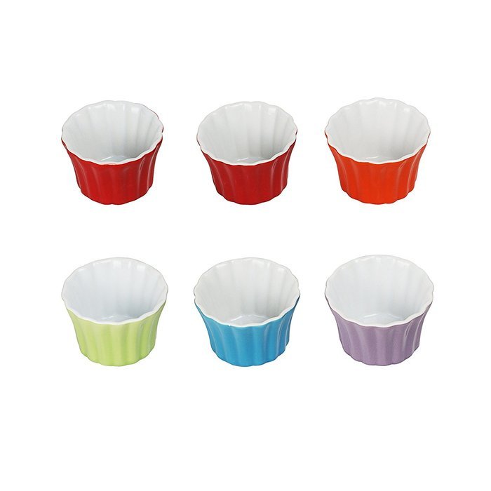 DOYOLLA Set of 6 Round Porcelain Ramekins Souffle Baking Dish, Random Color N2