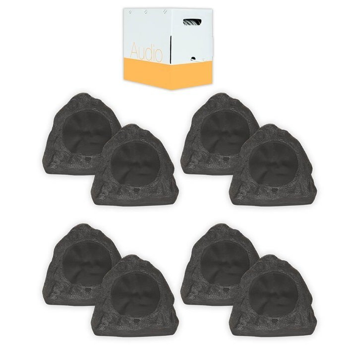 Theater Solutions 8R6L Outdoor Lava 6.5" Rock 8 Speaker Set with Wire for Yard Pool Spa Patio Garden