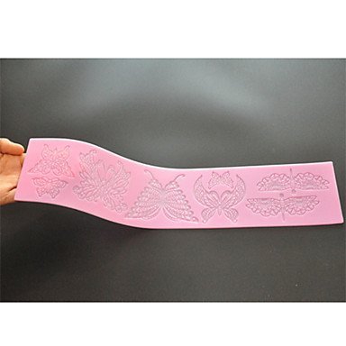 Sher FOUR-C Silicone Embossing Mat Butterfly Lace Mold,Baking Pad Lace Mat Decorating Tools Color Pink N2