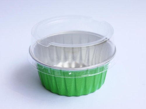 10x Premium Aluminum Baking Cups with Lids for Desserts Pudding Mousse Custard (Red) N5