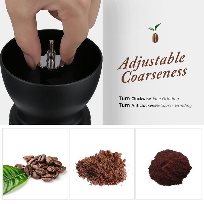 Cymas Burr Coffee Grinder & Storage Jar Set, Ceramic Manual Coffee Bean and Spice Grinder Hand Crank with Brush N2