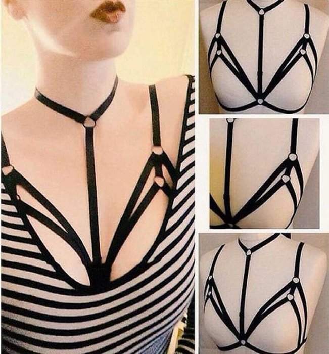 Underwear, PHOTNO Alluring Women Harness Bra Elastic Cage Bra Strappy Hollow Out Bra Bustier N8