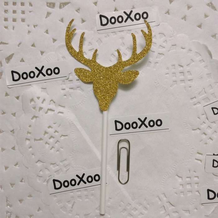 DOOXOO Gold Glitter Deer Cupcake Toppers Birthday Cupcake Topper birthday cake topper, wedding cupcake topper... N3