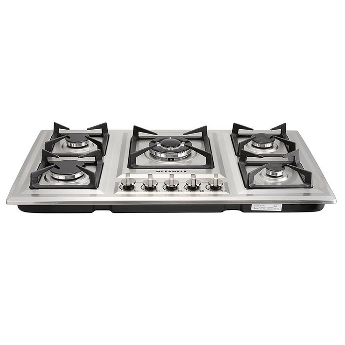 METAWELL 34" Stainless Steel 5 Burner Built-in Stoves NG Gas Hob Cooktops Cooker N2