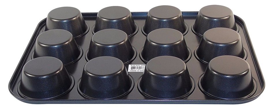 Heavy Duty 12 Cup Nonstick Muffin Pan - Full Size 10.25" X 13.5", for Cupcakes and Muffins. N2