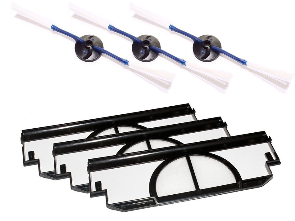 Replacement iRobot Roomba 4130 Side Brush and Filters Replacement - Kit Includes 3 Side Brushes and 3 Filters