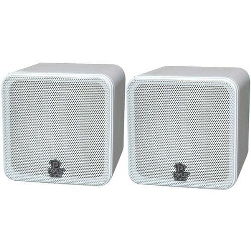 PYLE HOME PCB4WT 4inin, 200-Watt Mini-Cube Bookshelf Speakers (White)