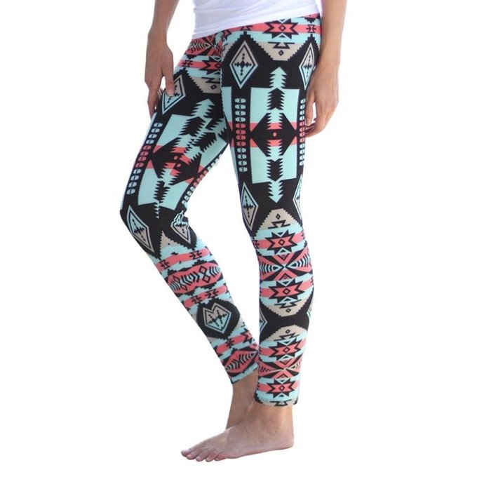 PHOTNO Women Leggings Print Stretchy Casual Skinny Leggings Pants