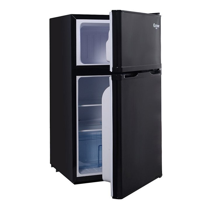 Giantex 2 Door 3.4 Cu. Ft Compact Refrigerator, Black N5