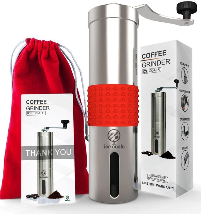 Manual Coffee Grinder with SILICONE GRIP -Professional Stainless Steel with Adjustable Ceramic Burr -Aeropress... N2