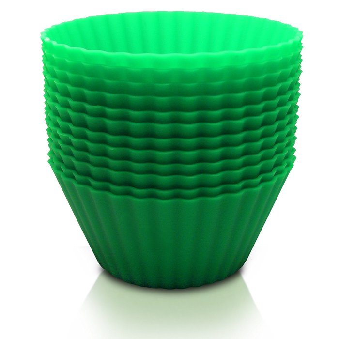 Brighid's Kitchen Green Reusable Silicone Baking Cups / Muffin Cups with eBook Cookbook and Product Guide, Set... N21