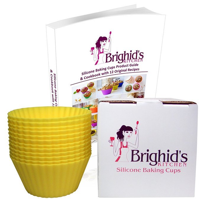 Brighid's Kitchen Green Reusable Silicone Baking Cups / Muffin Cups with eBook Cookbook and Product Guide, Set... N22