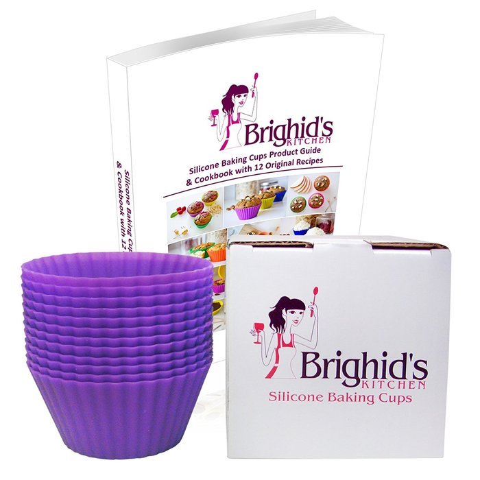 Brighid's Kitchen Green Reusable Silicone Baking Cups / Muffin Cups with eBook Cookbook and Product Guide, Set... N24